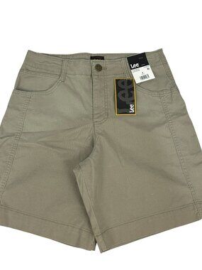 Lee 8" Bermuda Womens Khaki Shorts Size 4 Mushroom Tan Cotton Blend Casual